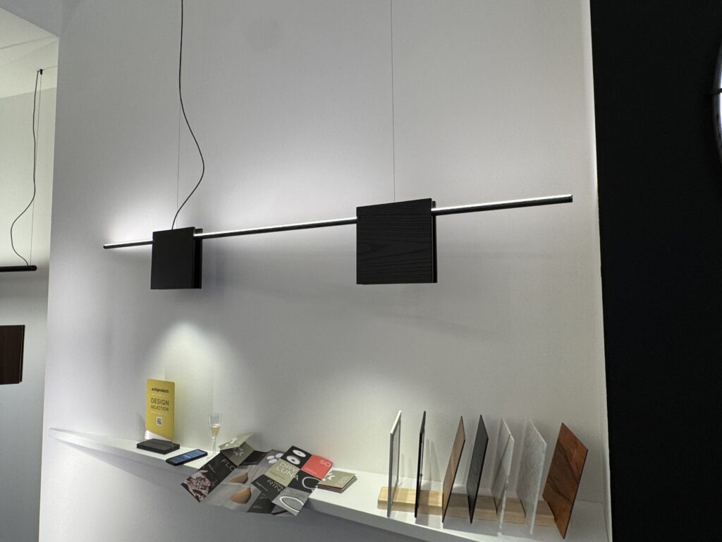 The LED Luks Dry at Euroluce 2025, patterned after a drying rod.
